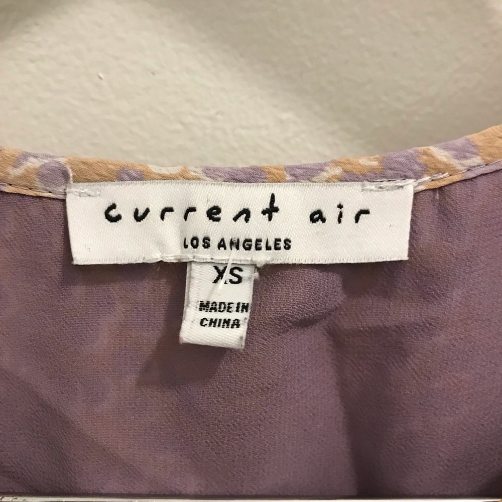 Anthropologie Current Air Off Shoulder Dress XS purple tan ruffles - Picture 8 of 9